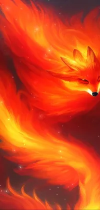 Experience the beauty of digital art with this stunning phone live wallpaper featuring a fiery bird in flight