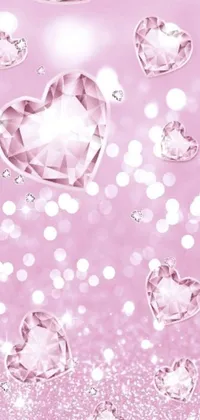 Get lost in a stunning world of pink hearts and sparkling diamonds with this phone live wallpaper