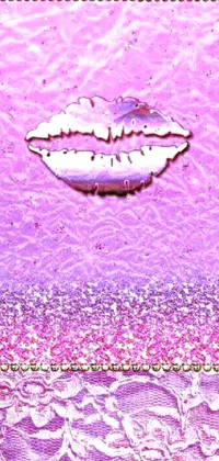Introducing a stunning phone live wallpaper featuring a close-up of delicate lace with a bold lipstick on it