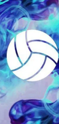 Elevate your phone's look with this unique live wallpaper featuring a volleyball ball engulfed by blue smoke