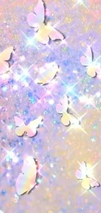 This live wallpaper showcases a stunning array of fluttering butterflies amidst a Tumblr inspired setting