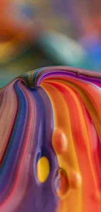 This phone wallpaper depicts a stunning close-up of swirling, colorful paint in an abstract composition inspired by glass sculptures or art