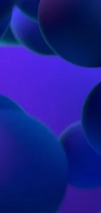 This live wallpaper features a beautiful digital art creation with blue balls floating on a dark purple gradient background