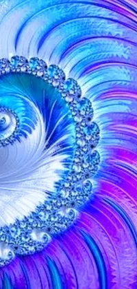 This mesmerizing phone live wallpaper showcases a stunning computer generated image of a blue and purple spiral