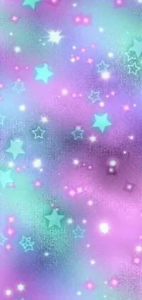 This phone live wallpaper is a visually captivating blend of purple and blue background with celestial symbols and stars scattered throughout