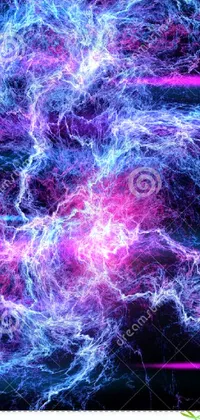 Introducing a stunning phone live wallpaper featuring a beautiful explosion of purple and blue hues set against a black background