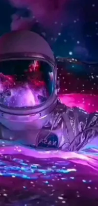 This live wallpaper features a stunning digital art of an astronaut floating in a body of water