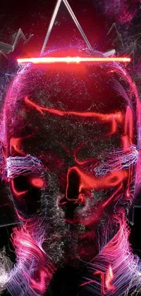 This phone live wallpaper features a captivating portrait of a neon-headed individual with mesmerizing abstract 3D rendering
