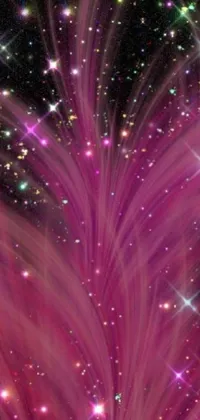 This stunning phone live wallpaper features a mesmerizing pink flower set against a backdrop of twinkling stars