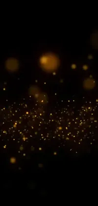 This phone live wallpaper features a mesmerizing combination of a matte black background and golden sparkles