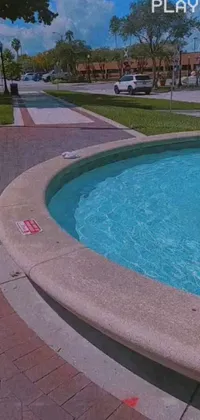 This live wallpaper depicts a skateboarder cruising down a sidewalk next to a pool in Florida
