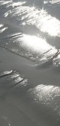 This live phone wallpaper features a surfer riding the waves on a picturesque beach
