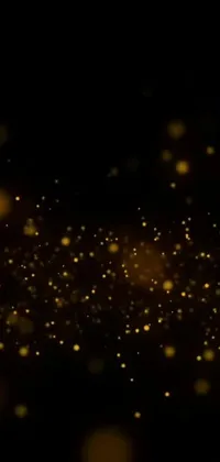 This phone live wallpaper features a black background teeming with dazzling gold lights, digital art, pexels, sand particles, and realistic footage