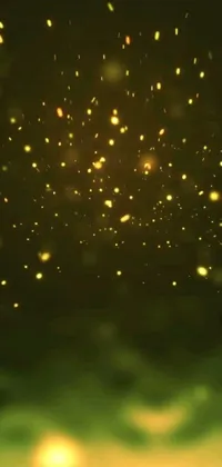 This live phone wallpaper features a mesmerizing yellow firefly that gracefully flies across a dark background with glowing green lights and backscatter orbs