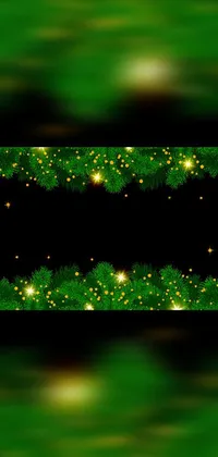 Elevate your phone screen for the holidays with this stunning digital art live wallpaper featuring a green Christmas garland hanging from a black background