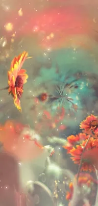 This stunning phone live wallpaper showcases a beautiful close-up of vibrant flowers, created using digital art techniques