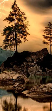 Experience the beauty of nature with this stunning mountain lake live wallpaper
