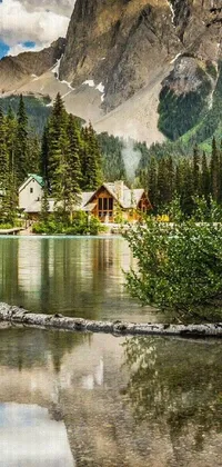 This live wallpaper showcases a stunning lake with a mountain background in a tilt shift photo