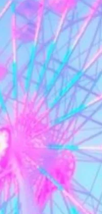 This live wallpaper for your phone features a pink ferris wheel set against a blue sky with a white laser crown