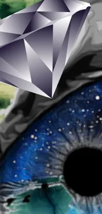 This mesmerizing live wallpaper features a detailed close-up of an eye adorned with a sparkling diamond