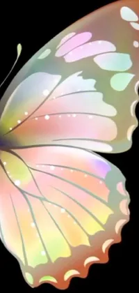 This phone live wallpaper showcases a colorful butterfly against a black background