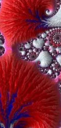 The Phone Live Wallpaper showcases a white background with vibrant red and blue flowers in a one-of-a-kind fractal ceramic armor design