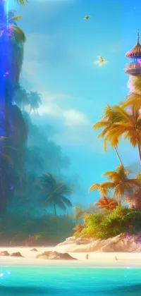 Take your phone screen on a visual adventure with this stunning live wallpaper featuring a beautiful beach scene