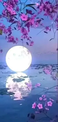 This live wallpaper features a stunning photorealistic painting of a full moon shining through a window