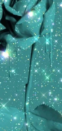 This picturesque live wallpaper features a digital art of a flower and stars in the background, with a crystal human figure and Tinkerbell hovering around