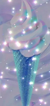 Indulge in the sweetness of a cute ice cream cone set against a dreamy starry background with the Ice Cream Cone live wallpaper