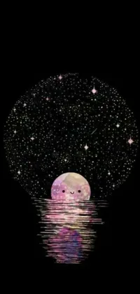 Decorate your phone screen with a mesmerizing live wallpaper featuring a stunning full moon reflecting over calm waters
