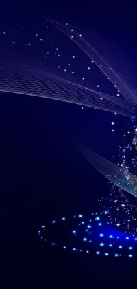 This phone live wallpaper is a stunning digital artwork featuring a blue Christmas tree against a black background