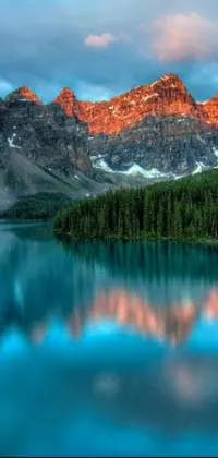 This live wallpaper features a beautiful hot air balloon soaring over a serene lake nestled among surreal mountains in Banff National Park