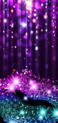 This stunning phone live wallpaper features a purple and blue background with sparkles and digital art