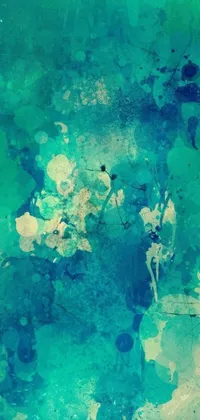 This phone live wallpaper showcases a striking blue and green watercolor painting