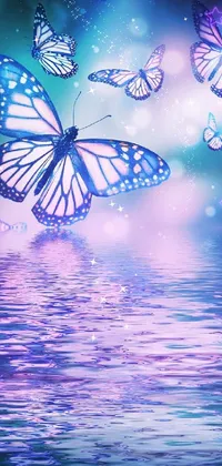 Enhance your phone's look with this stunning pastel butterfly live wallpaper
