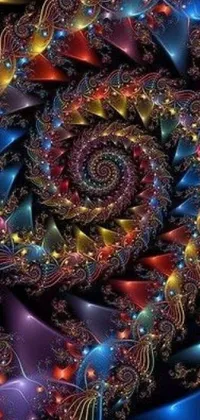This phone live wallpaper is a visually striking computer-generated image featuring a spiral design