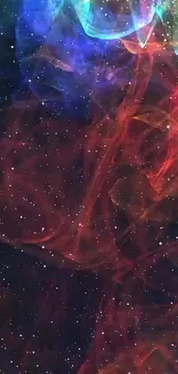 This phone live wallpaper features a close-up shot of a cell phone set against a backdrop of deep space