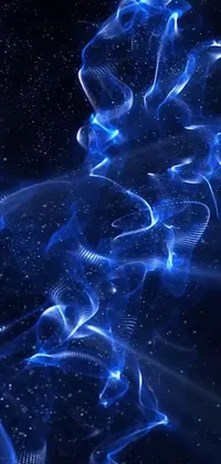 This phone live wallpaper features a stunning digital art close-up of a cell phone emitting blue smoke