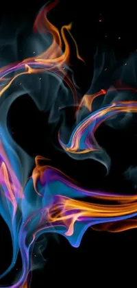 Enhance your phone's display with this captivating live wallpaper of a colorful flaming display on a black background