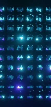 Looking for a mesmerizing live wallpaper for your phone? Look no further than this trendy blue and purple triangle design on a black background, complete with a striking hologram, realistic cloth simulation created with Houdini, and disco balls for added fun
