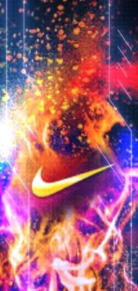 Get your device's screen ablaze with this stunning live wallpaper featuring a Nike logo set against a fiery backdrop in vibrant colors