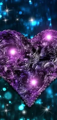 Get lost in the mesmerizing design of this dynamic live wallpaper featuring a purple heart on a blue background