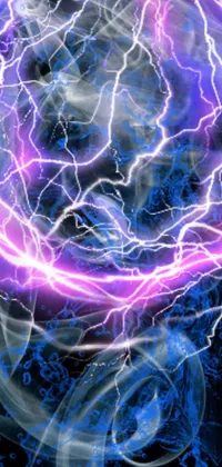 This live wallpaper depicts a cell phone emitting bolts of lightning against a surreal, demon-like background