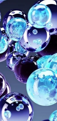 This phone live wallpaper showcases a stunning display of bubbles floating atop one another