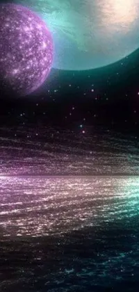 This live wallpaper features two beautifully crafted planets in the vast galaxy, creating an ethereal and dreamlike atmosphere
