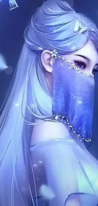 Experience the magic with this stunning phone live wallpaper featuring a female genie with long white hair