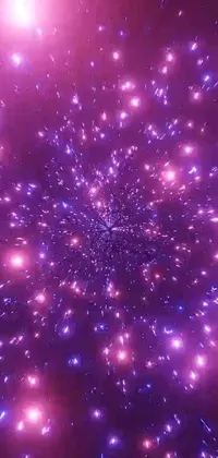 This stunning live wallpaper showcases the wonders of outer space with a beautiful display of purple and blue stars, a hologram, and cosmic energy