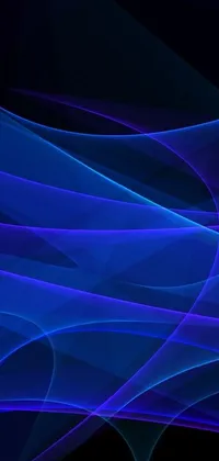This live phone wallpaper features an elegant blue abstract design on a black background
