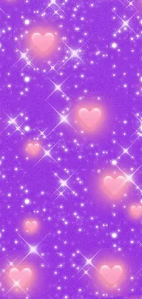 This live wallpaper features a charming purple background adorned with stars and hearts in a sparkling, magical girl theme